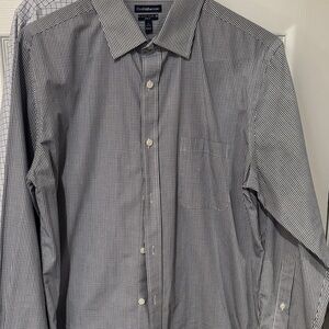 Croft & Barrow Black and White Checkered button down long sleeve  Shirt 17 32/33